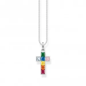 Sterling Silver Cross Colourful Stones Necklace KE2166-477-7-L45V Thomas Sabo Necklaces