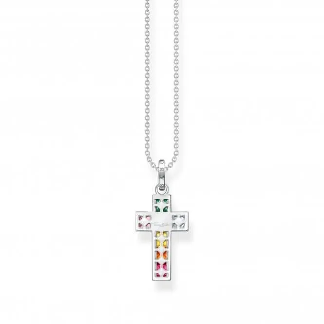 Sterling Silver Cross Colourful Stones Necklace KE2166-477-7-L45V Thomas Sabo Necklaces