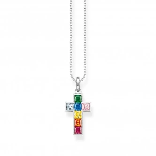 Sterling Silver Cross Colourful Stones Necklace KE2166-477-7-L45V Thomas Sabo Necklaces
