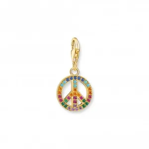 Sterling Silver Gold Plated Colourful Stones Peace Charm 1898-488-7 Thomas Sabo Collectable Charms