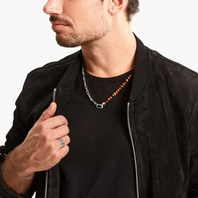 Sterling Silver Tiger's Eye Beads And Chain Necklace KE2179-826-2 Thomas Sabo Necklaces