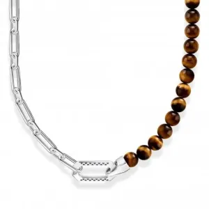 Sterling Silver Tiger's Eye Beads And Chain Necklace KE2179-826-2 Thomas Sabo Necklaces