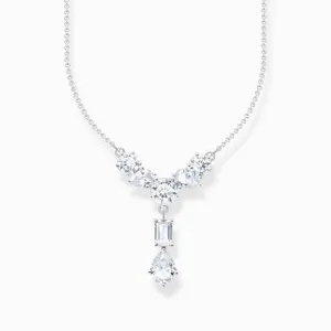Sterling Silver White Zirconia Stones Y-Shape Necklace KE2195-051-14-L45V Thomas Sabo Necklaces