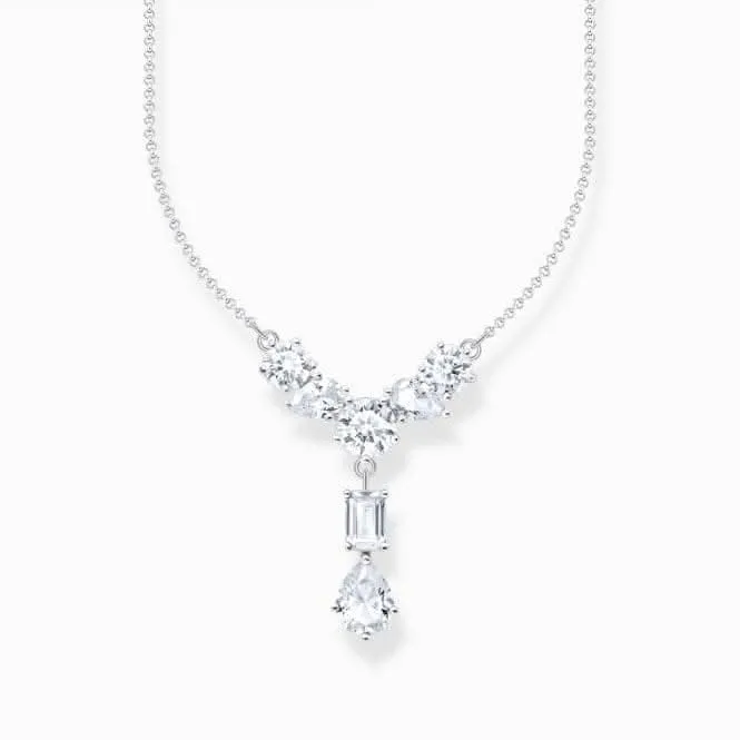 Sterling Silver White Zirconia Stones Y-Shape Necklace KE2195-051-14-L45V Thomas Sabo Necklaces