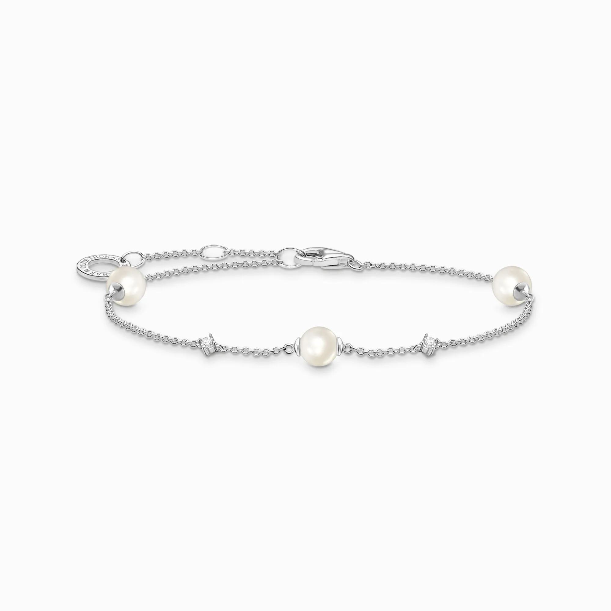 Thomas Sabo Jewellery Thomas Sabo Charm Club Sterling Silver Pearl White Stones Bracelet