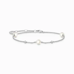 Thomas Sabo Jewellery Thomas Sabo Charm Club Sterling Silver Pearl White Stones Bracelet