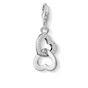 Thomas Sabo Jewellery Thomas Sabo Charm Club Sterling Silver Zirconia Interlocking Hearts Charm