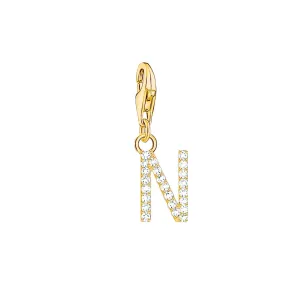 Thomas Sabo Jewellery Thomas Sabo Charmista Gold Plated Sterling Silver Letter N Charm Pendant