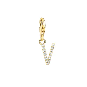 Thomas Sabo Jewellery Thomas Sabo Charmista Gold Plated Sterling Silver Letter V Charm Pendant