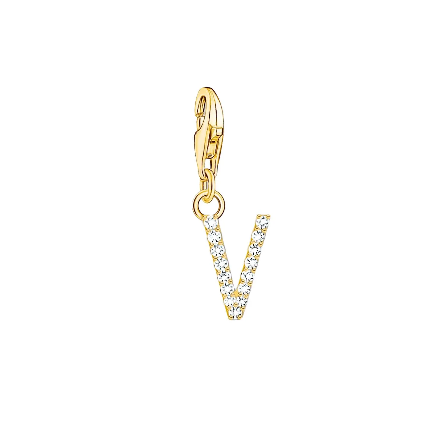 Thomas Sabo Jewellery Thomas Sabo Charmista Gold Plated Sterling Silver Letter V Charm Pendant