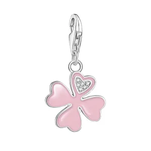 Thomas Sabo Jewellery Thomas Sabo Charmista Sterling Silver Pink Cloverleaf Charm Pendant