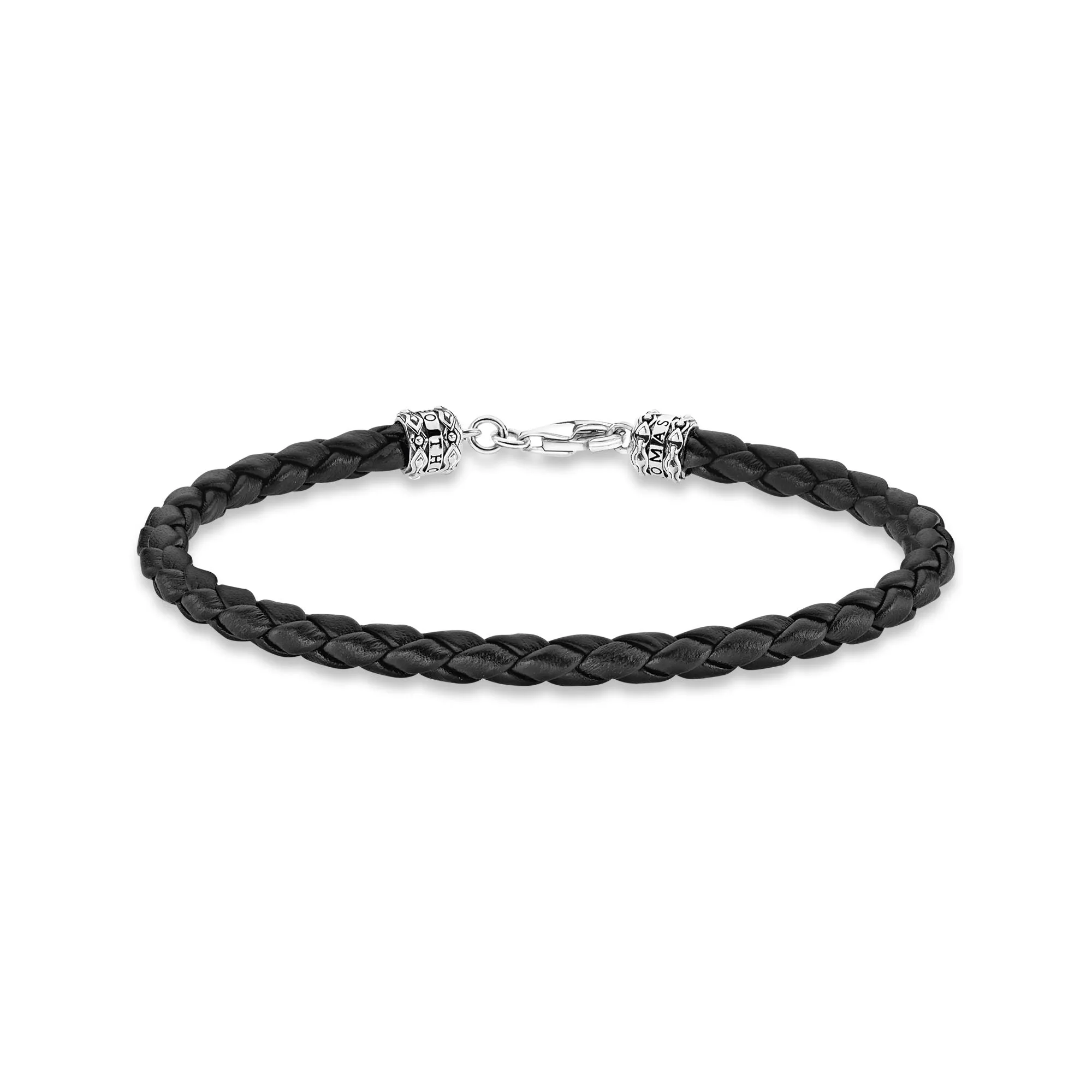 Thomas Sabo Jewellery Thomas Sabo Sterling Silver Leather Black Bracelet 17cm