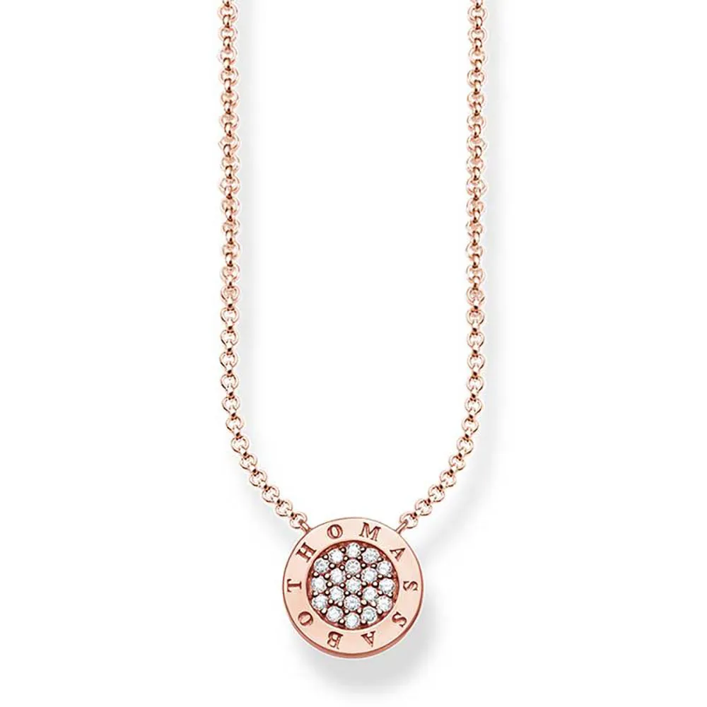 Thomas Sabo Silver Jewellery Sterling Silver Rose Gold Plated Thomas Sabo Classic Pave Necklace