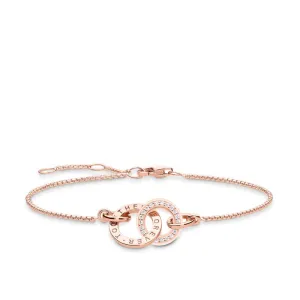 Thomas Sabo Silver Jewellery Thomas Sabo Rose Gold Plated Sterling Silver Together Rings CZ 16-19cm Bracelet