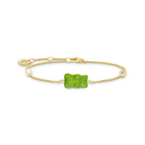 Thomas Sabo Womens Bracelets Bracelet with green goldbears & freshwater pearl