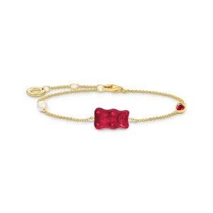 Thomas Sabo Womens Bracelets Bracelet with red goldbears, freshwater pearl & stones