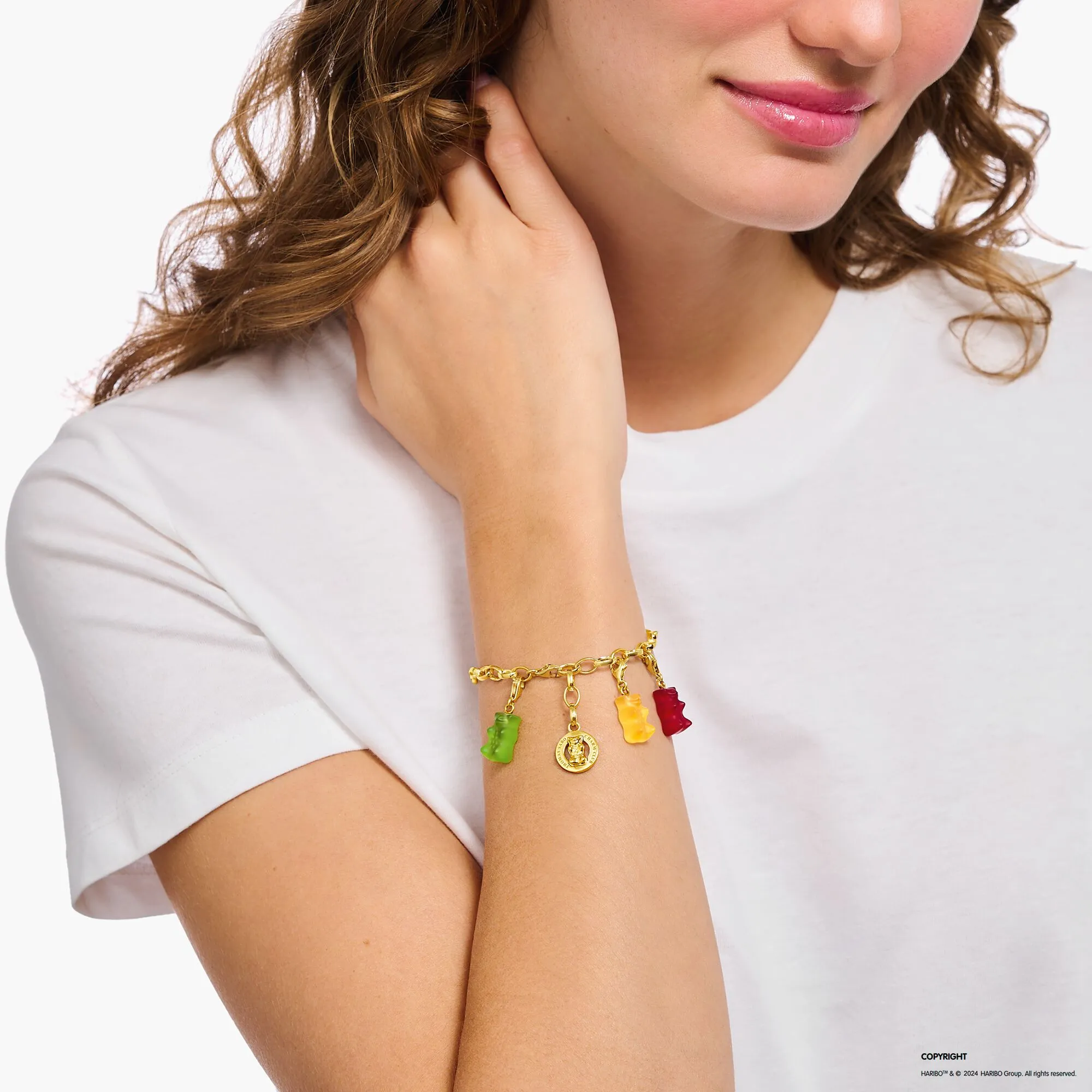 Thomas Sabo Womens Bracelets Charm bracelet with goldbears logo gold