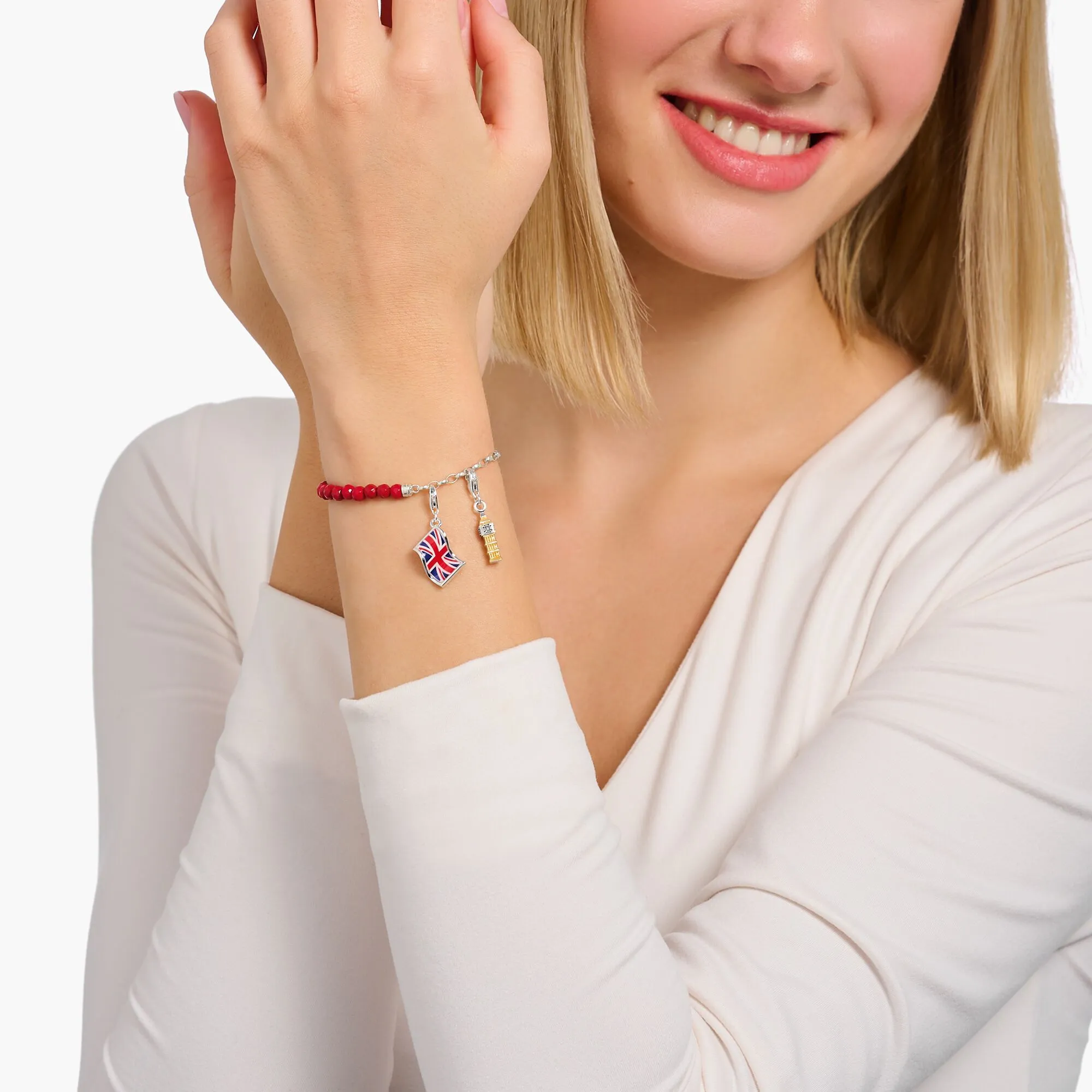 Thomas Sabo Womens Bracelets Member charm bracelet with red beads