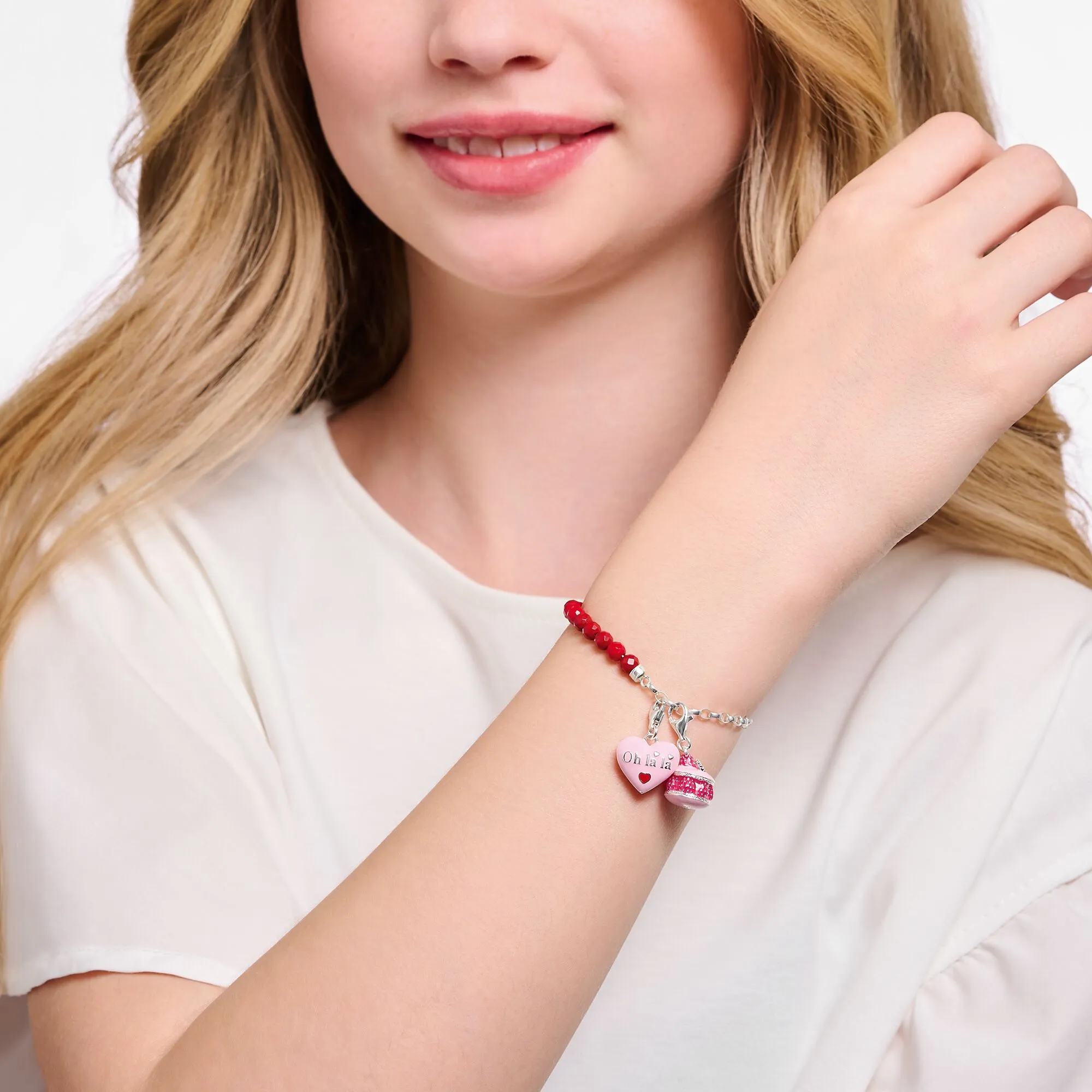 Thomas Sabo Womens Bracelets Member charm bracelet with red beads
