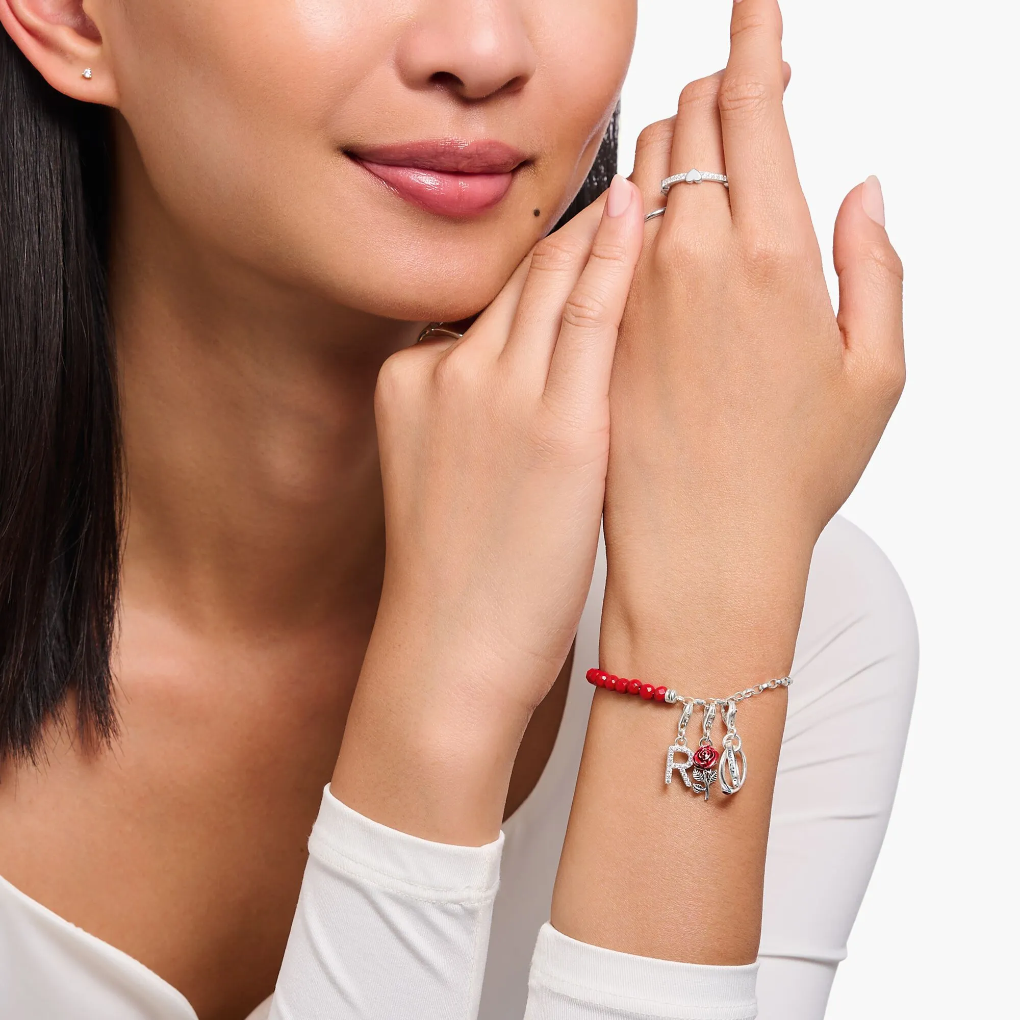 Thomas Sabo Womens Bracelets Member charm bracelet with red beads