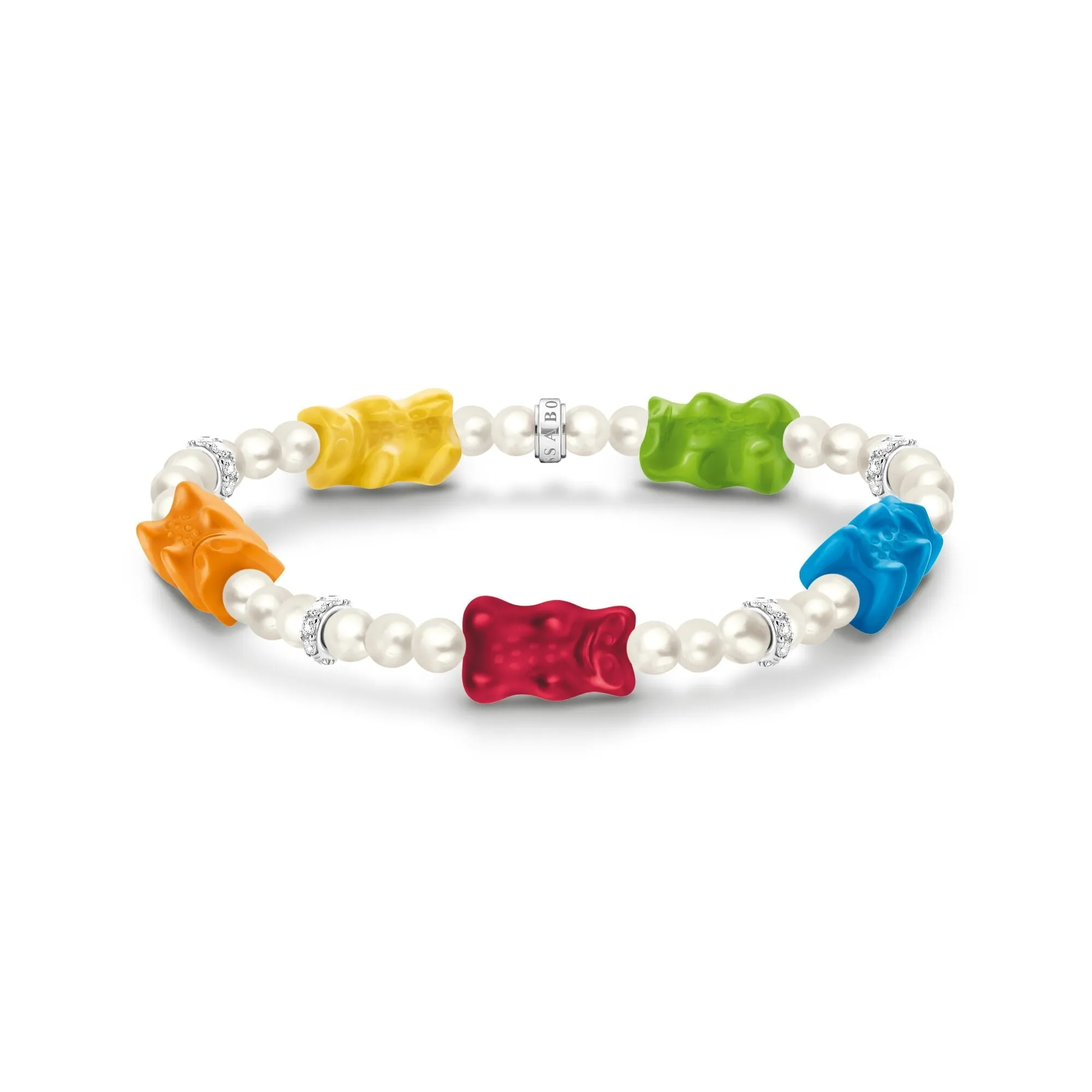 Thomas Sabo Womens Bracelets Pearl bracelet with 5 colourful goldbears