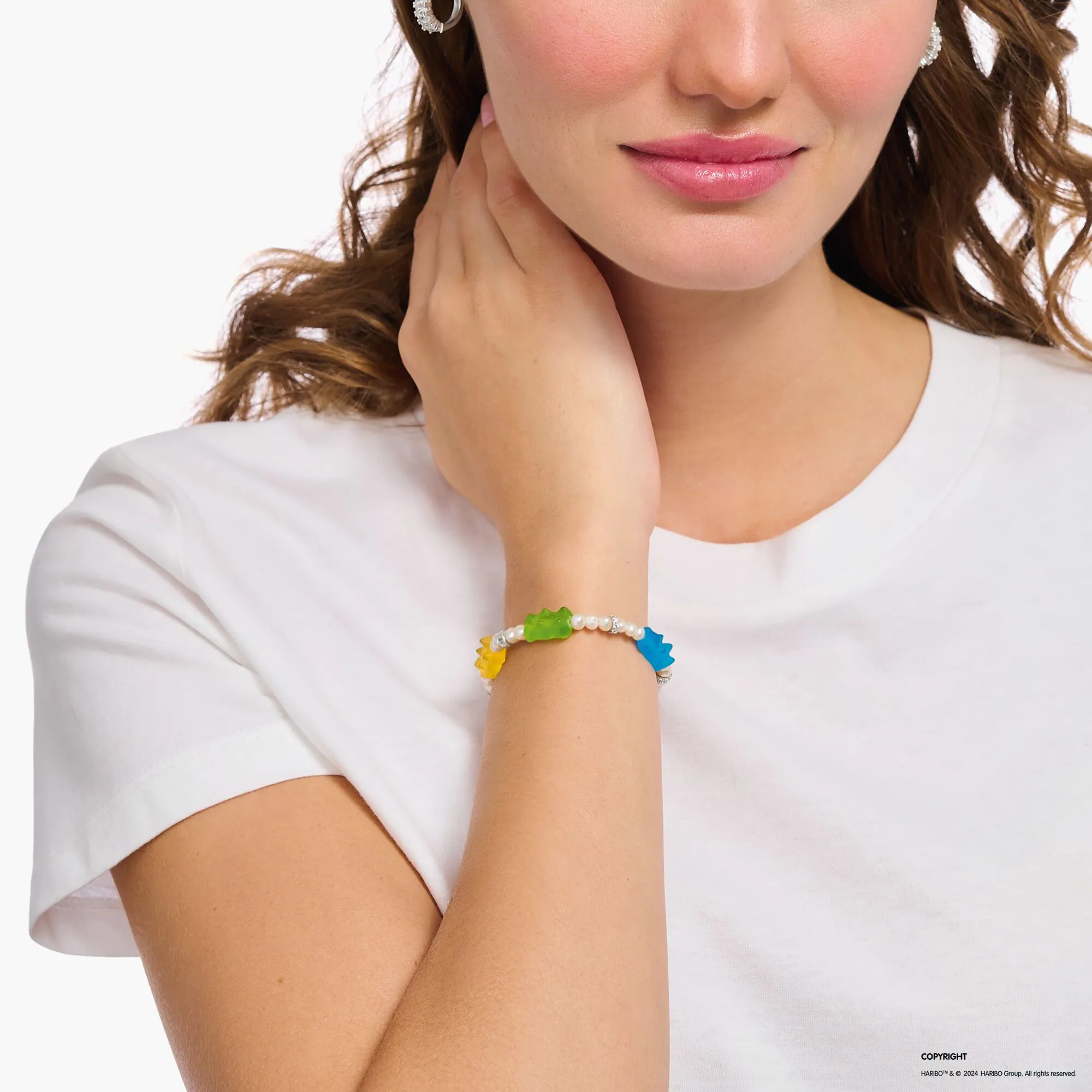 Thomas Sabo Womens Bracelets Pearl bracelet with 5 colourful goldbears