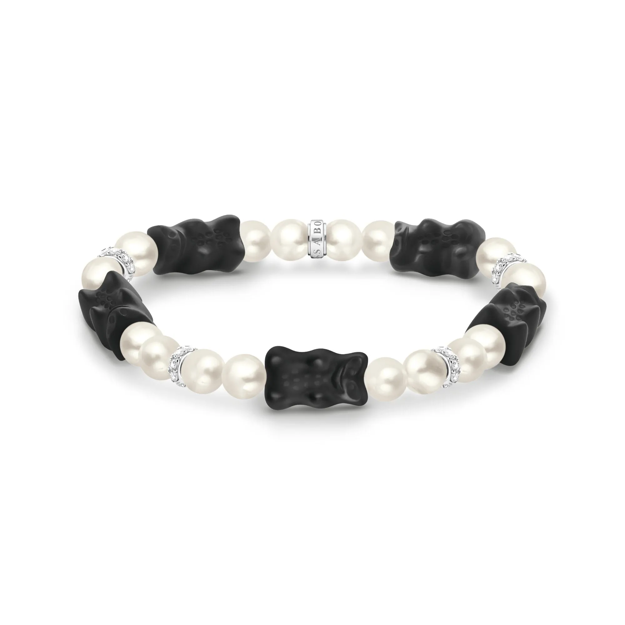 Thomas Sabo Womens Bracelets Pearl bracelet with black goldbears