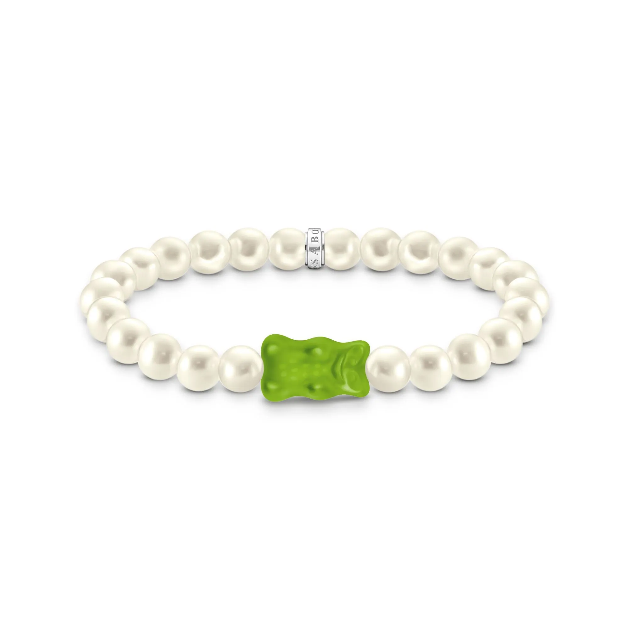 Thomas Sabo Womens Bracelets Pearl bracelet with green goldbears