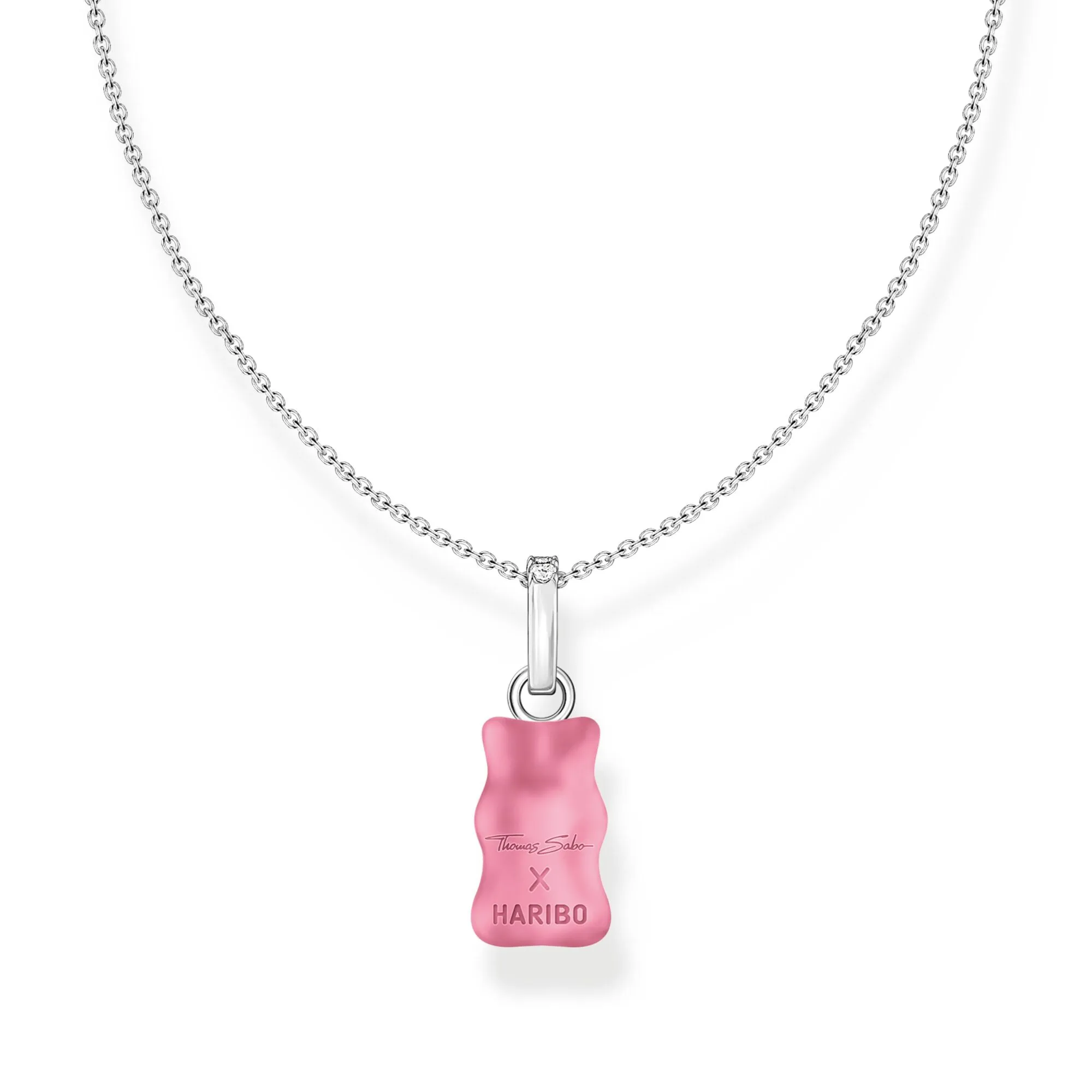 Thomas Sabo Womens Necklaces Necklace with pink Goldbear pendant and stones silver