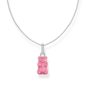 Thomas Sabo Womens Necklaces Necklace with pink Goldbear pendant and stones silver