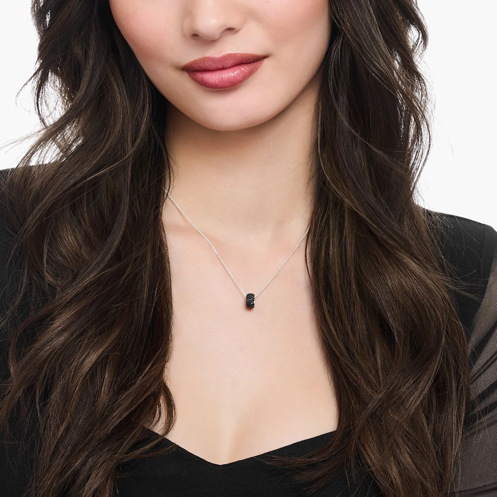 Thomas Sabo Womens Necklaces Necklace with ring pendant and black zirconia