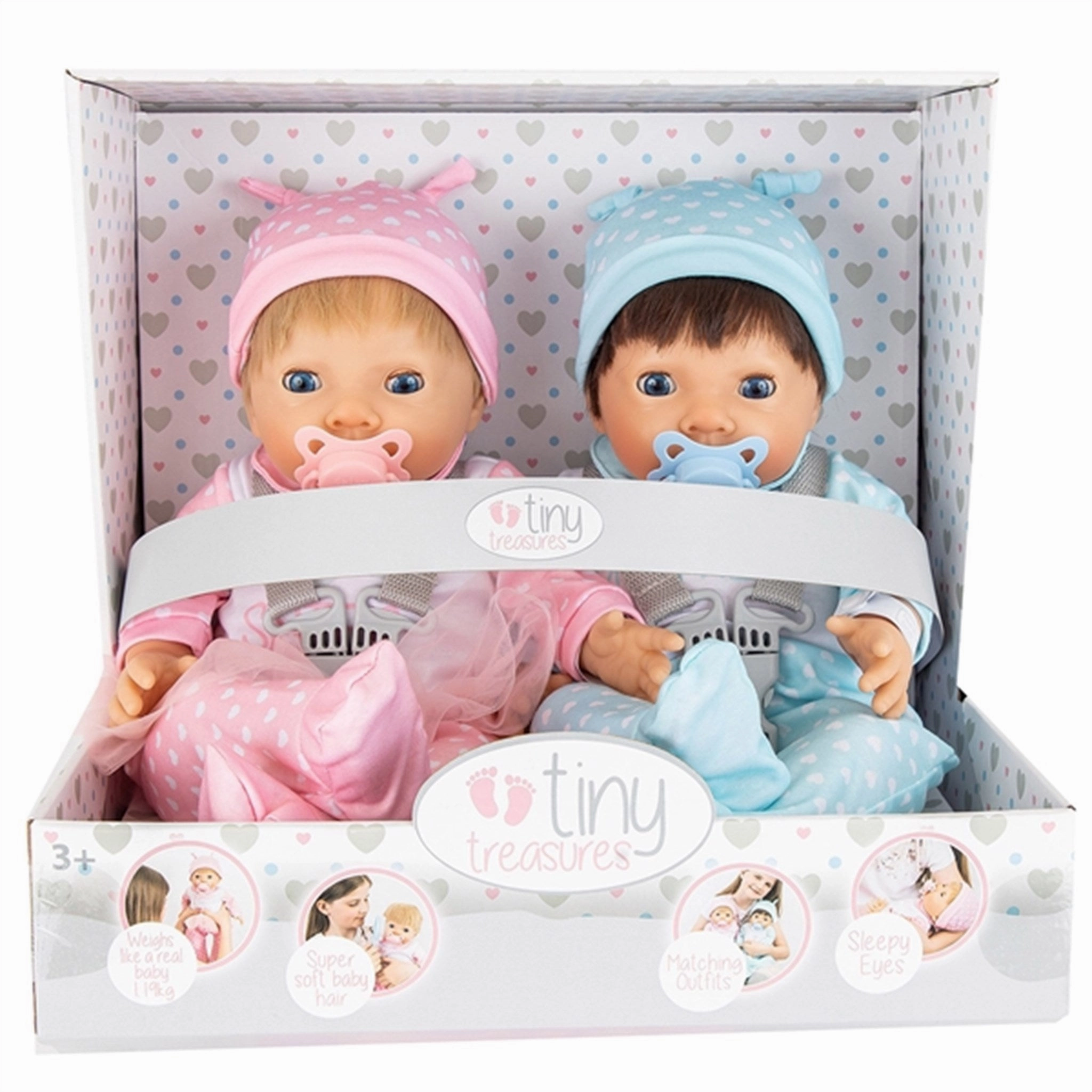 Tiny Treasures Twin Doll Set In Brother & Sister Outfit