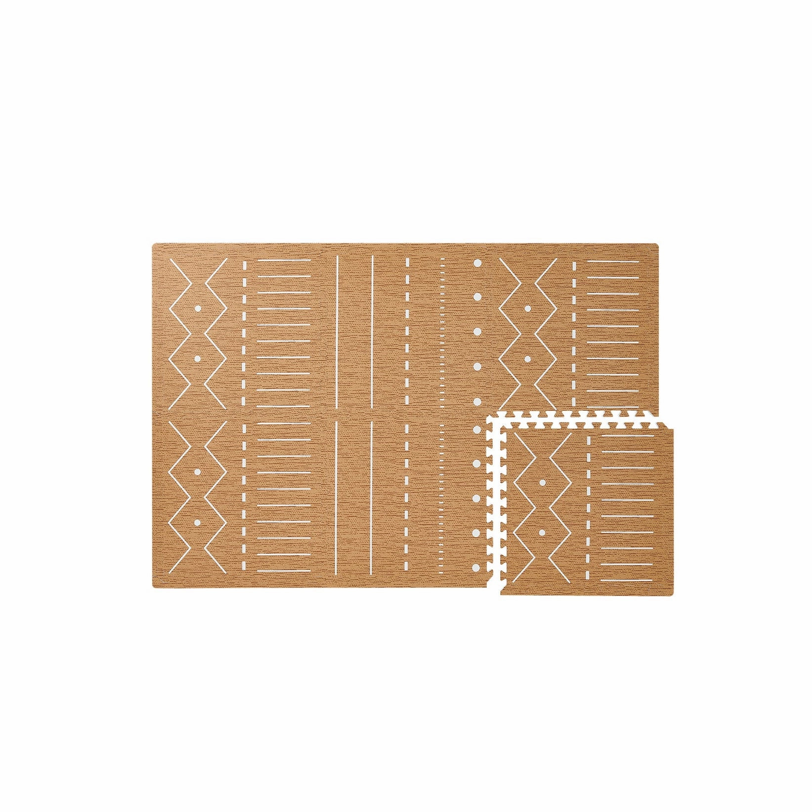 Toddlekind Prettier Puzzle Playmat Berber Camel 120x180cm - 6 Tiles & 12 Edging Borders
