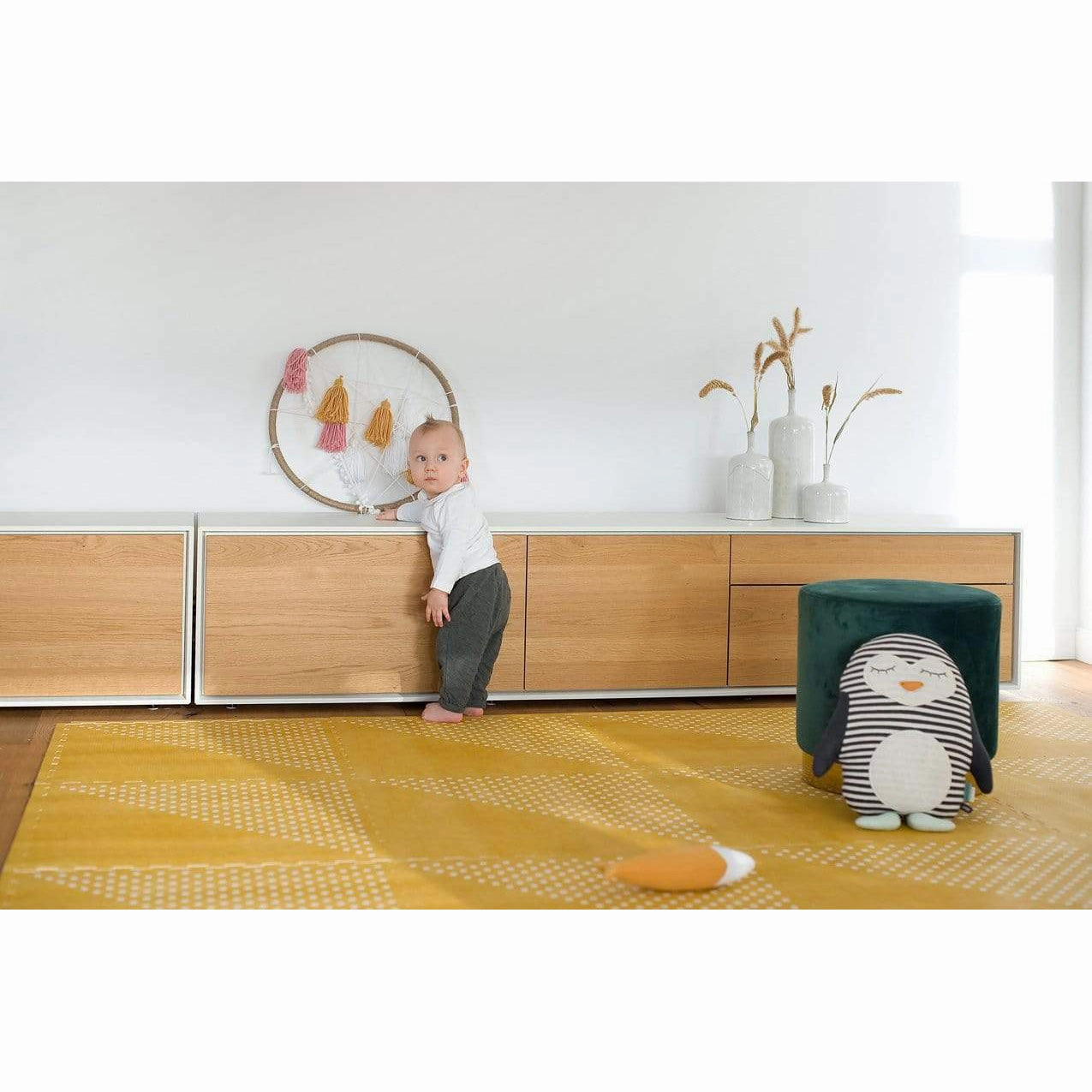 Toddlekind Prettier Puzzle Playmat Earth Mustard Flower 120x180cm - 6 Tiles & 12 Edging Borders