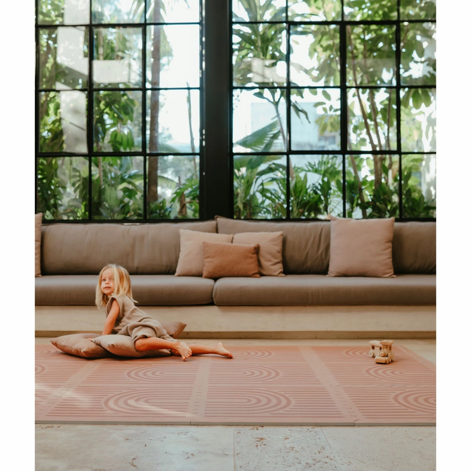 Toddlekind Prettier Puzzle Playmat Linear Camel 120x180cm - 6 Tiles & 12 Edging Borders