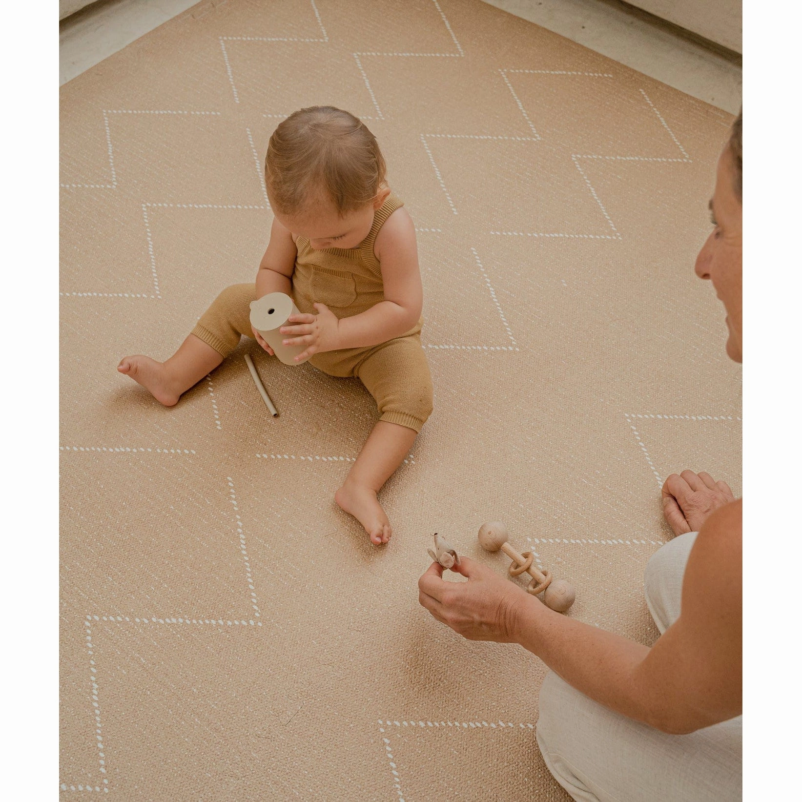Toddlekind Prettier Puzzle Playmat Tulum Sandstone 120x180cm - 6 Tiles & 12 Edging Borders