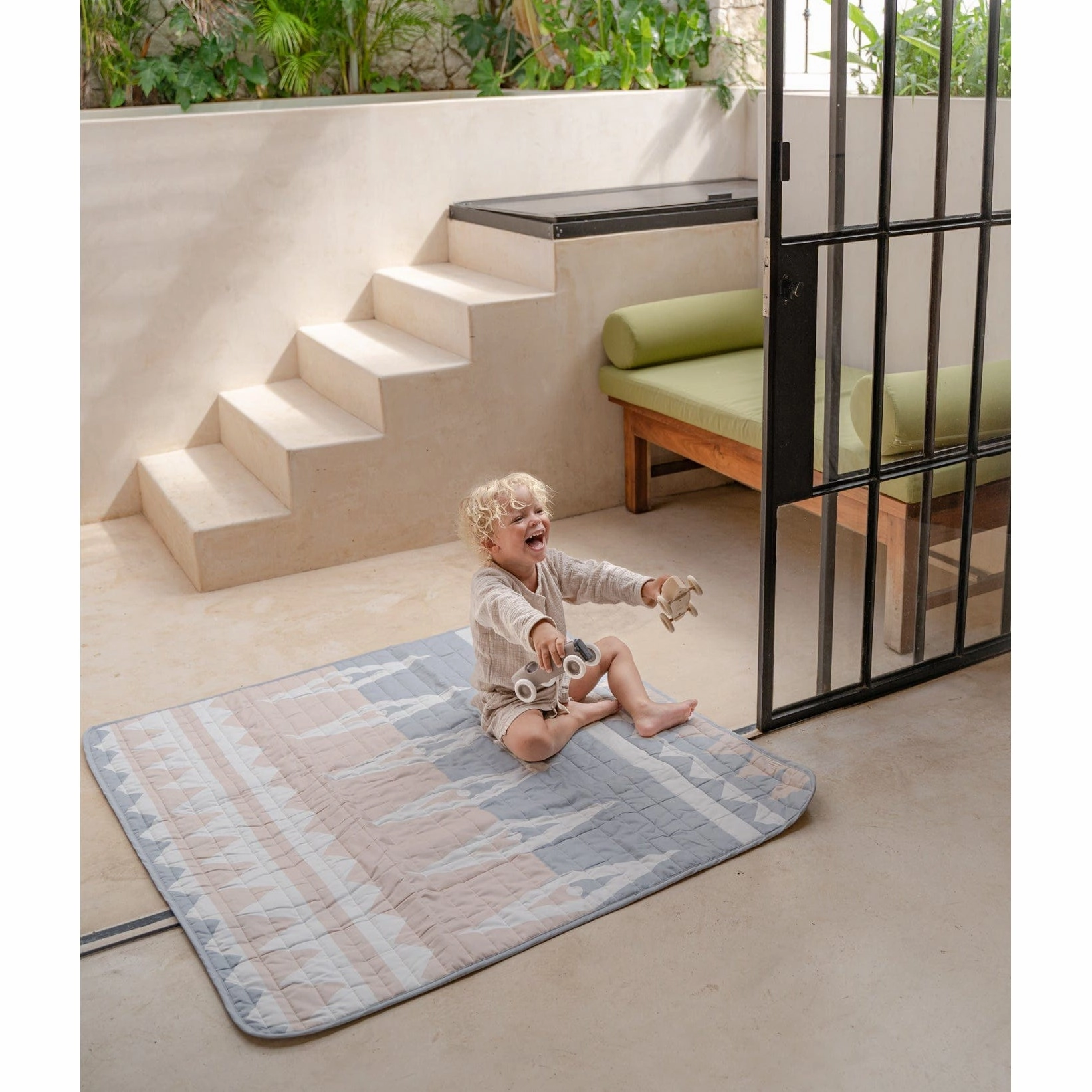 Toddlekind Waterproof Organic Travel Mat - Blush - 120x120cm