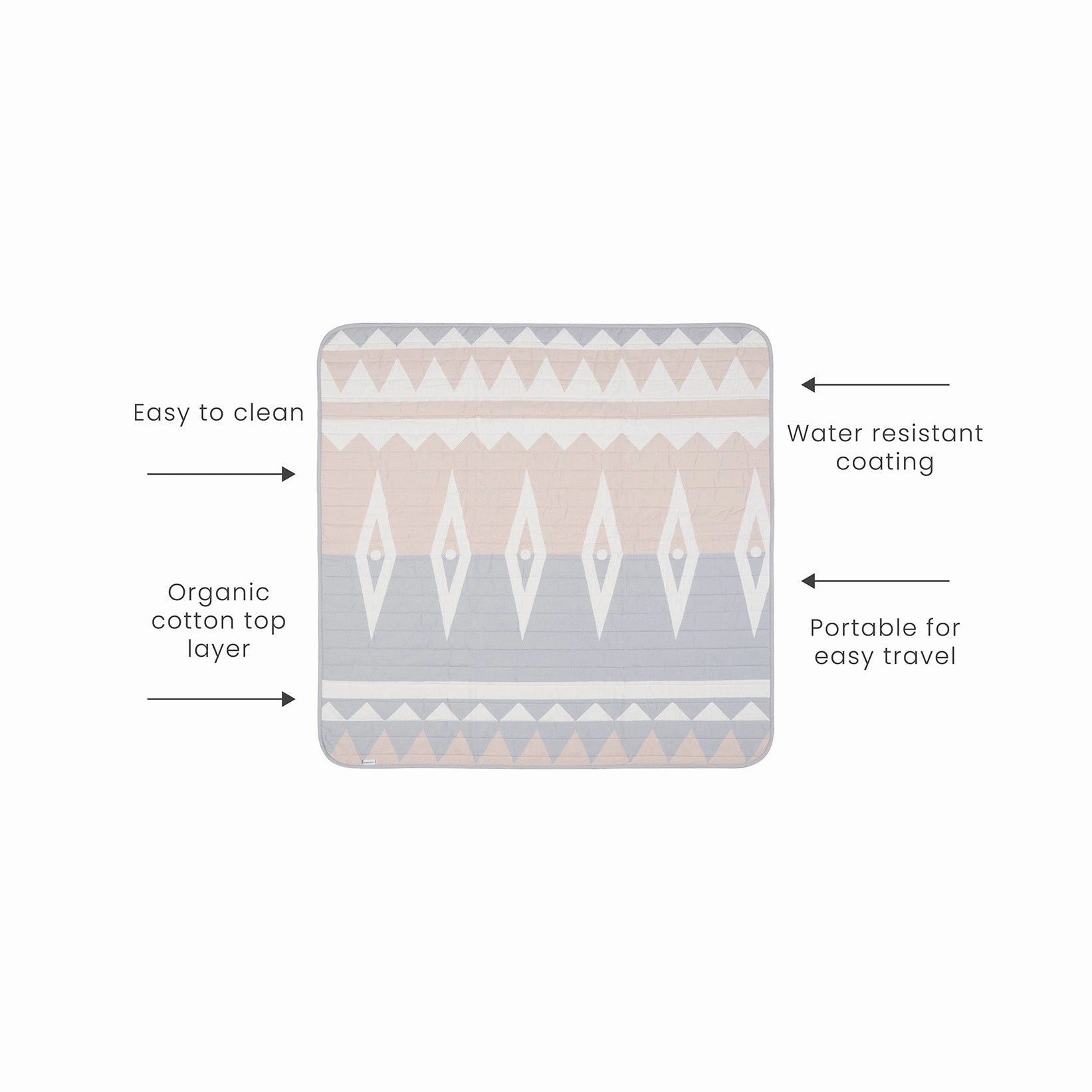 Toddlekind Waterproof Organic Travel Mat - Blush - 120x120cm