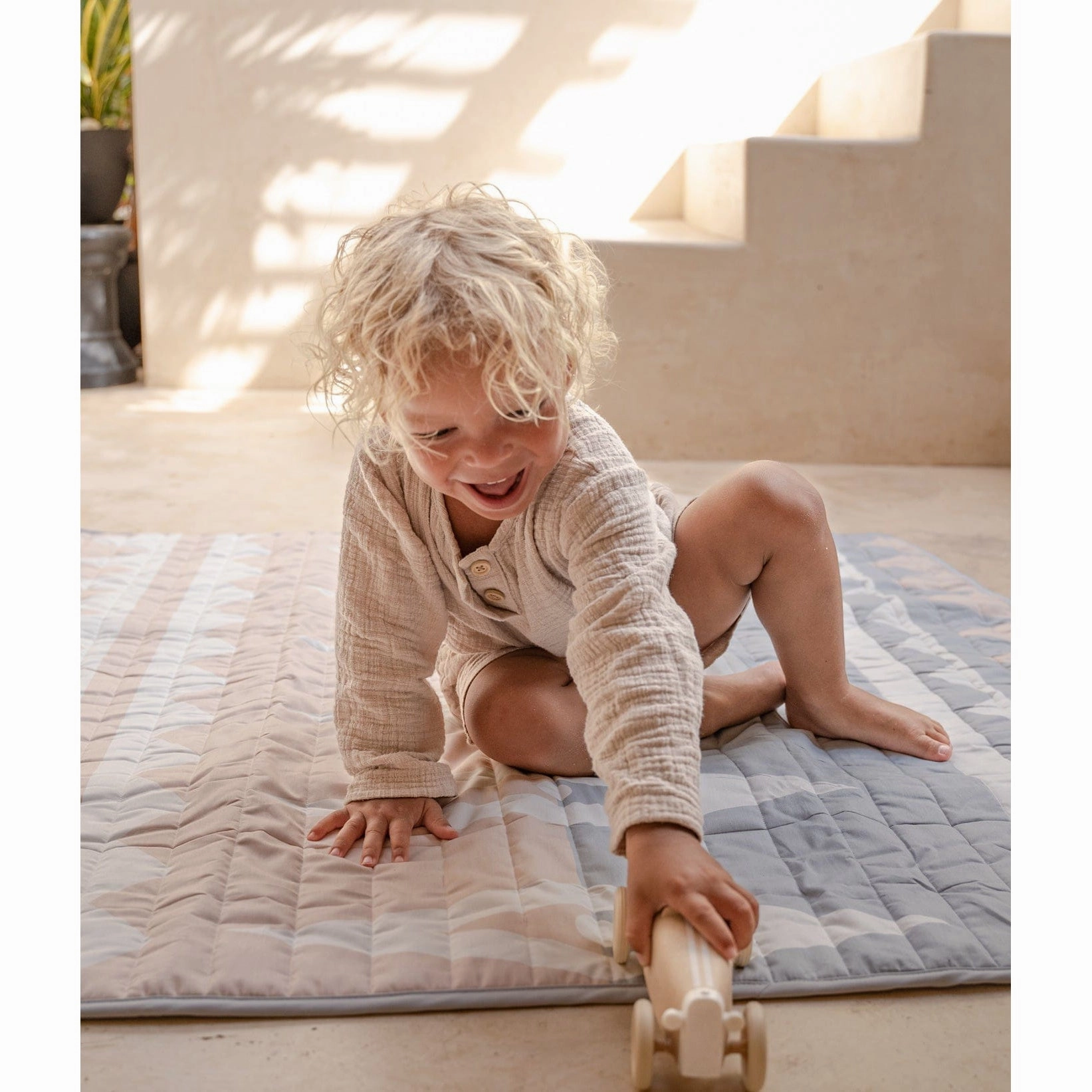 Toddlekind Waterproof Organic Travel Mat - Blush - 120x120cm
