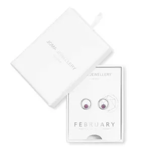 Treasure The Little Things Birthstone February Amethyst Silver Earrings 3835 Joma Jewellery
