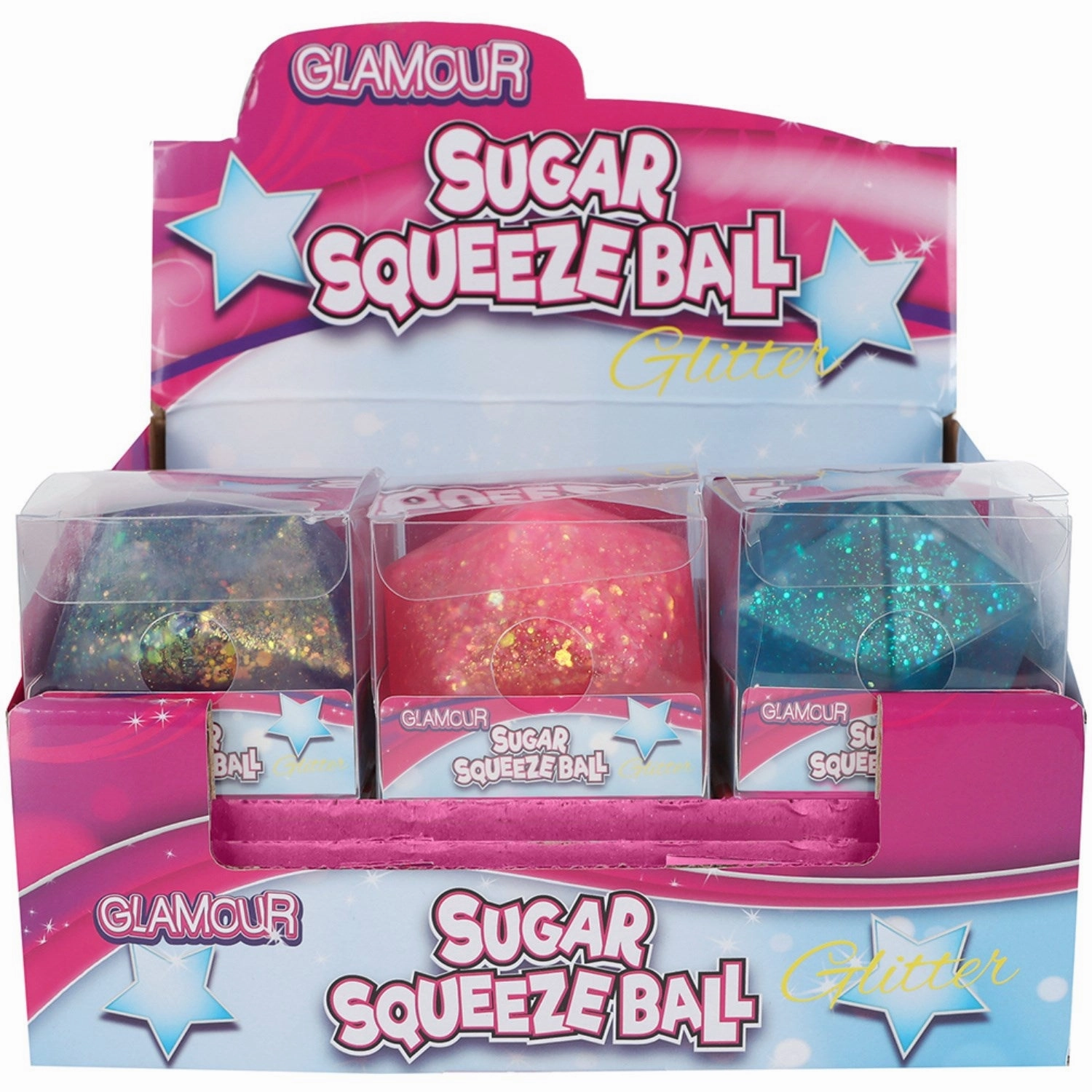Trend Toys Sugar Squeeze Diamond Glitter Ball 3 Asst. CDU