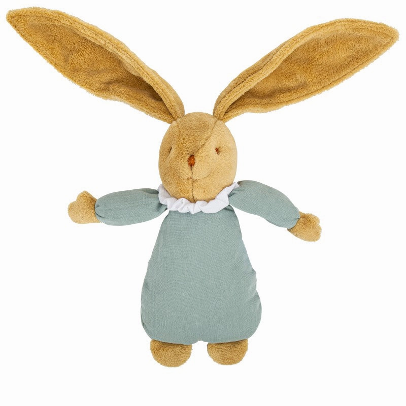 Trousselier Musical Bunny Fluffy 25cm Celadon Green Organic Cotton