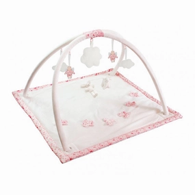 Trousselier Square Playmat with Music Ivory Pink Flowers Sheep & Bunny