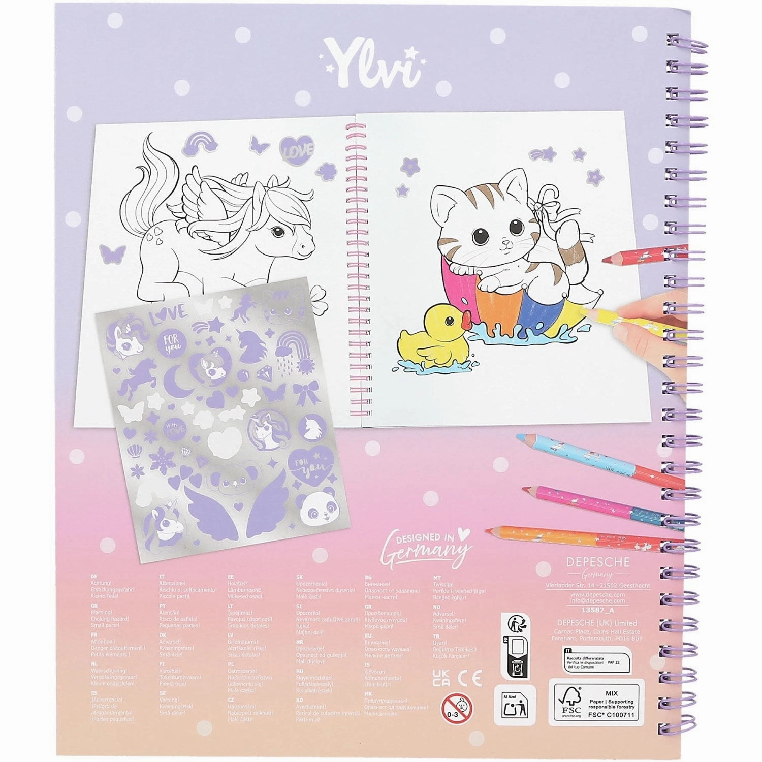 Ylvi Colouring Book With Unicorn And Sequins